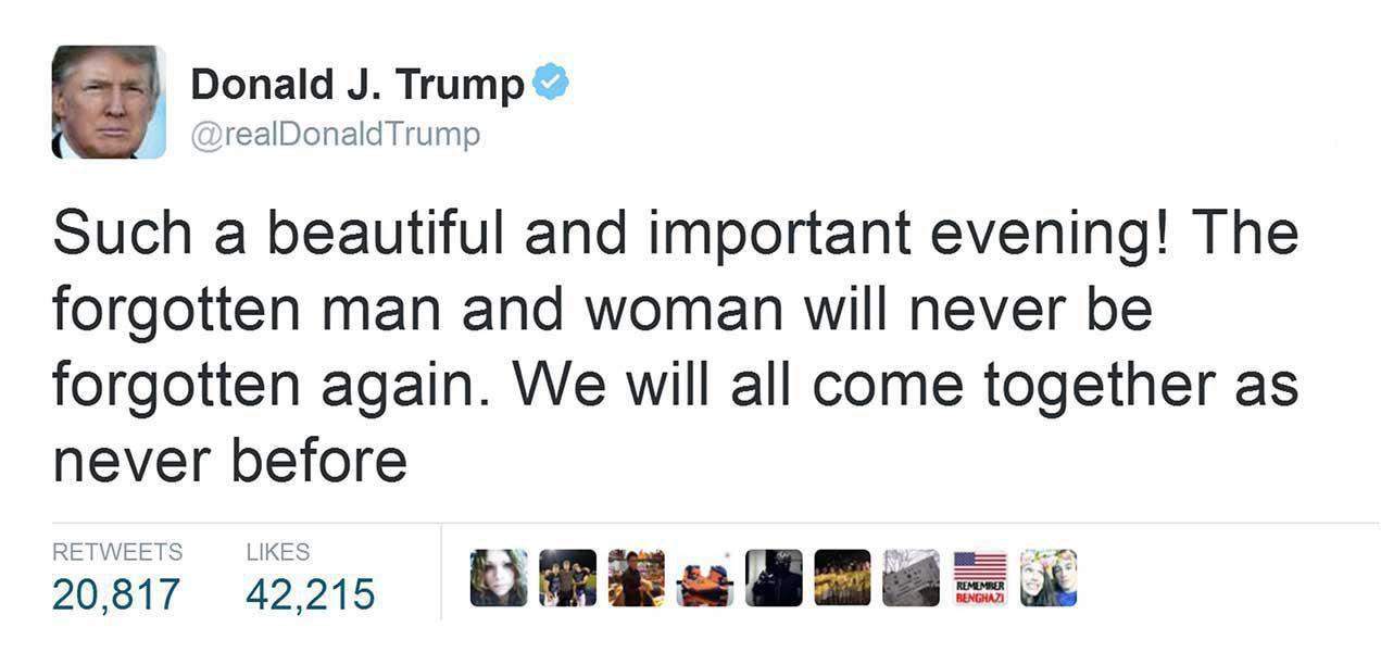 نخستین توییت ترامپ پس از پیروزی