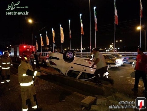 عکس/ واژگونی پژو 206 در بزرگراه بعثت تهران