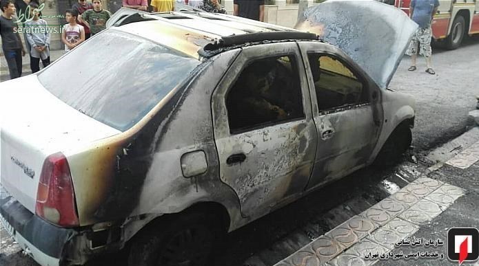 آتش گرفتن ناگهانی خودروی L۹۰ +تصاویر