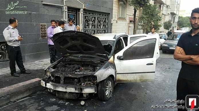 آتش گرفتن ناگهانی خودروی L۹۰ +تصاویر