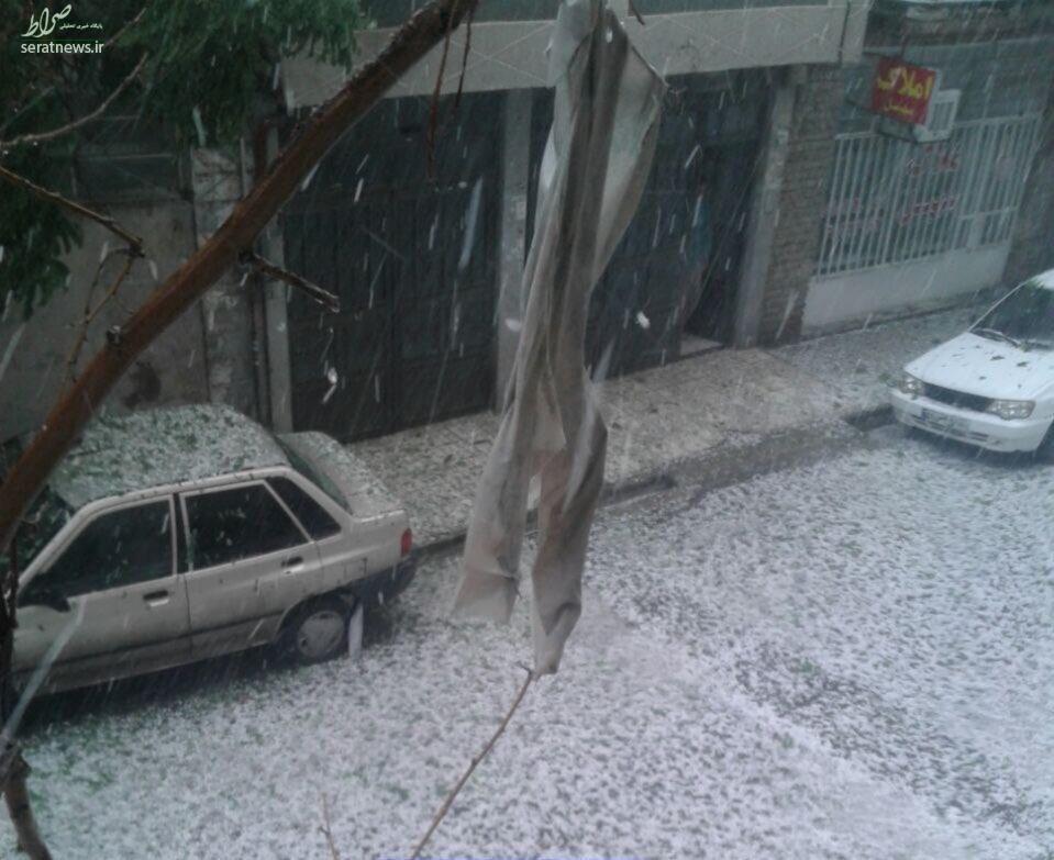 عکس/ بارش شدید تگرگ در مشهد