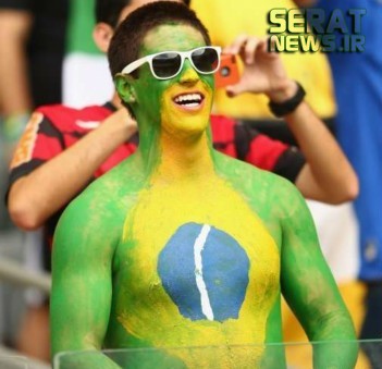 عکس/ پرچم برزیل روی تمام بدن هوادار
