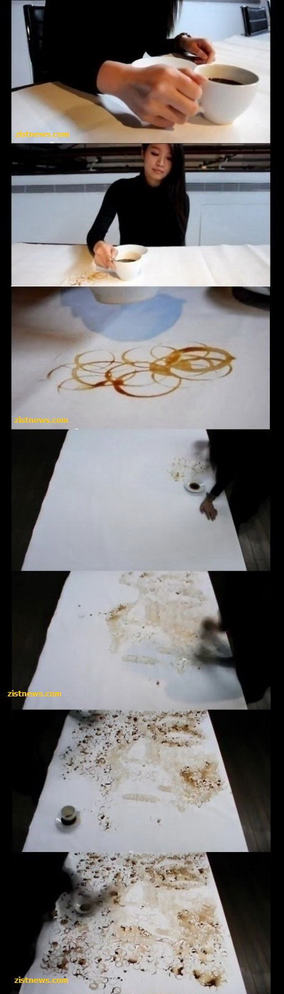 عکس/ نقاشی با فنجان قهوه!