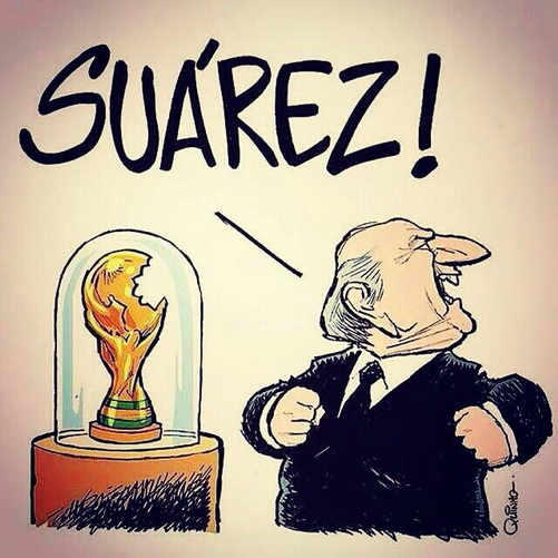 عکس/ سوارز به جام‌جهانی هم رحم نکرد!