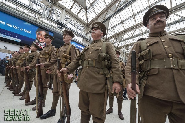 یکصدمین سالگرد جنگ اول جهانی در ایستگاه مترو واتر لو در لندن + عکس