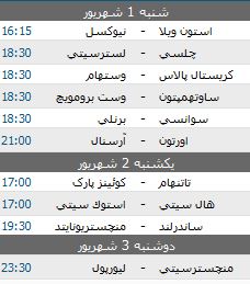 برنامه هفته دوم لیگ برتر جزیره برنامه هفته دوم لیگ برتر جزیره