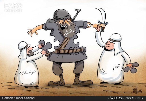 کاریکاتور/ ارتباط عربستان و قطر در مسلح کردن داعش