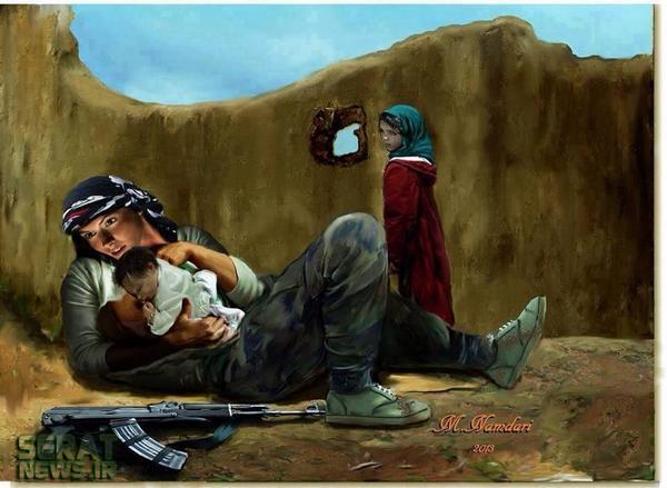 هنرمندان هم برای زنان کوبانی دست به قلم شدند+تصاویر(خبر گوشه قرمز)