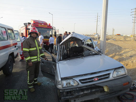 واژگونی هولناک پراید در جاده کرج+تصاویر