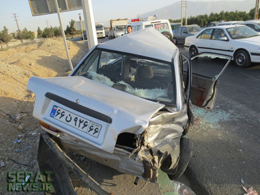 واژگونی هولناک پراید در جاده کرج+تصاویر