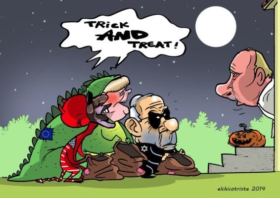 کاریکاتور/ کیسه‌گدایی‌ اوباما و مرکل‌