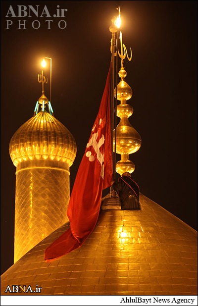 تعویض پرچم گنبد امام حسین(ع) +تصاویر