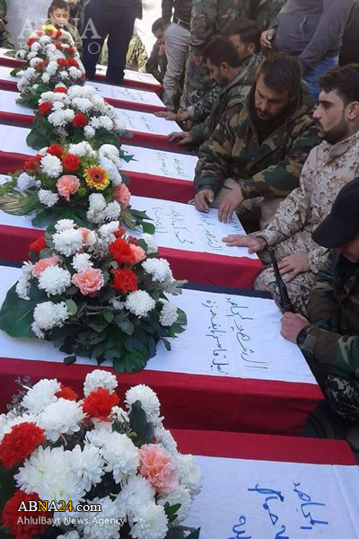 تشییع 16شهیدشیعه سوری درحلب+عکس