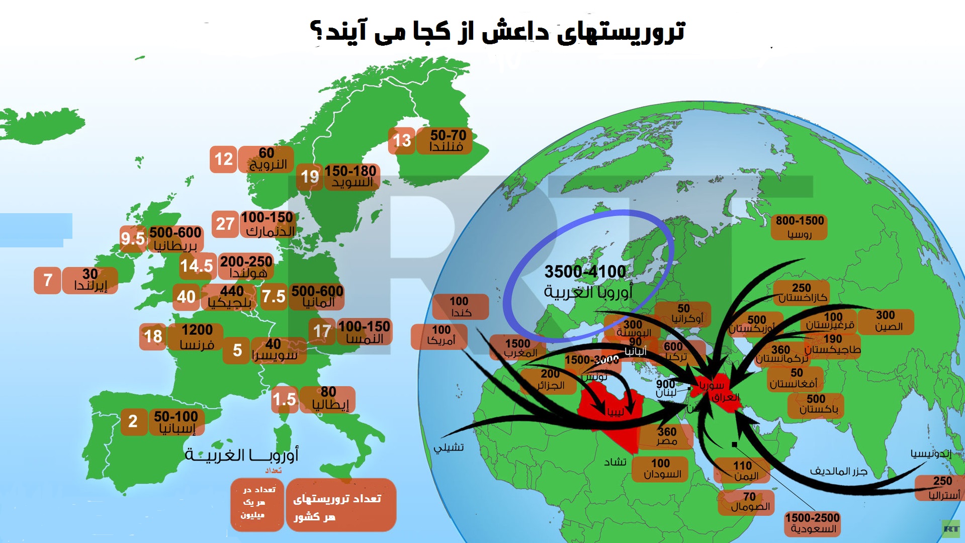 نقشه/ چند درصد اروپایی‌ها داعشی هستند؟!