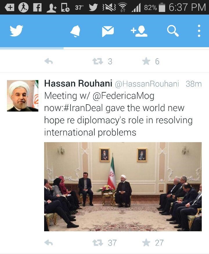 عکس توئیتری دیدار روحانی و موگرینی عکس توئیتری دیدار روحانی و موگرینی