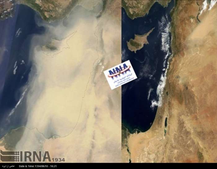 عکس ماهوارهای از لبنان قبل و بعداز توفان شن عکس ماهوارهای از لبنان قبل و بعداز توفان شن