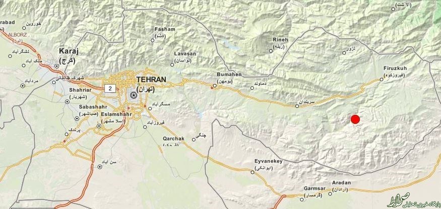 مرکز دقیق زلزله فیروزکوه +نقشه