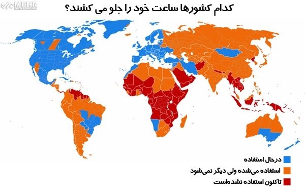 کدام کشورها تغییر ساعت دارند؟ کدام کشورها تغییر ساعت دارند؟