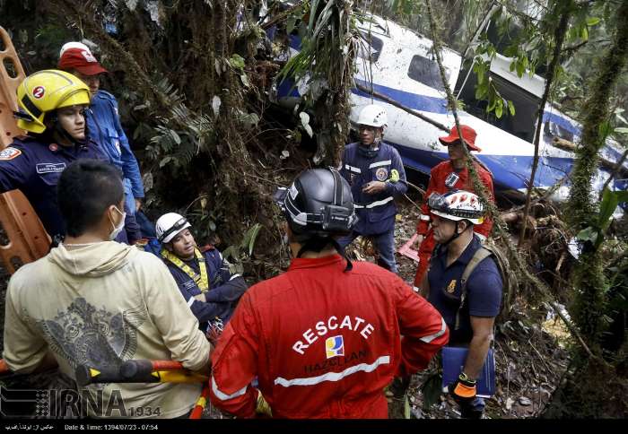 عکس/ سقوط هواپیمای برزیلی در کلمبیا
