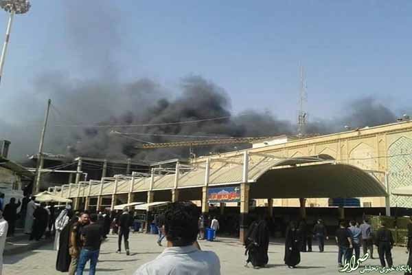آتش‌سوزی در یکی از صحن‌های حرم حضرت علی(ع) +تصاویر