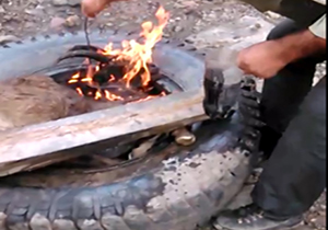 عکس/ آتش زدن بزکوهی توسط محیط بانان