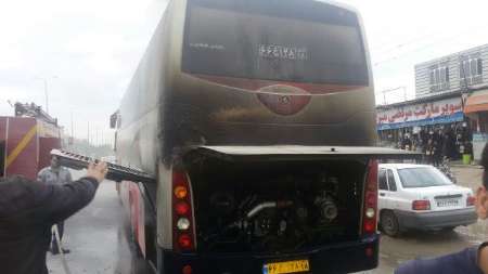 یک اتوبوس دچار حریق شد +عکس