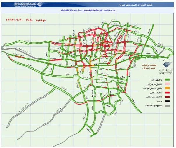 نقشه/ تهران در شب یلدا قفل شد