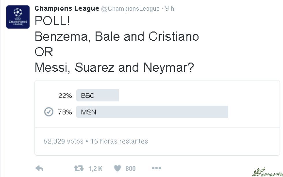 عکس/نظرسنجی جالب یوفا: BBC یا MSN؟