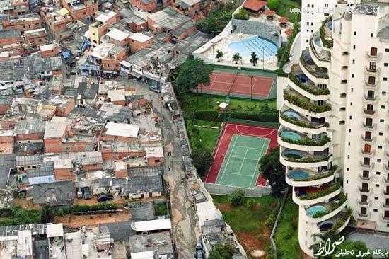 عکس/مرز بین فقیران و ثروتمندان یک شهر عکس/مرز بین فقیران و ثروتمندان یک شهر