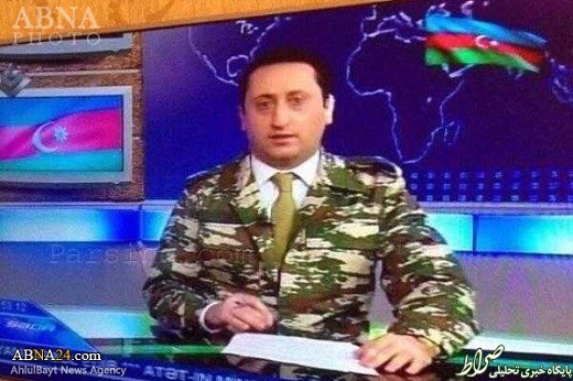 مجری تلویزیون آذربایجان با لباس نظامی ظاهر شد +عکس