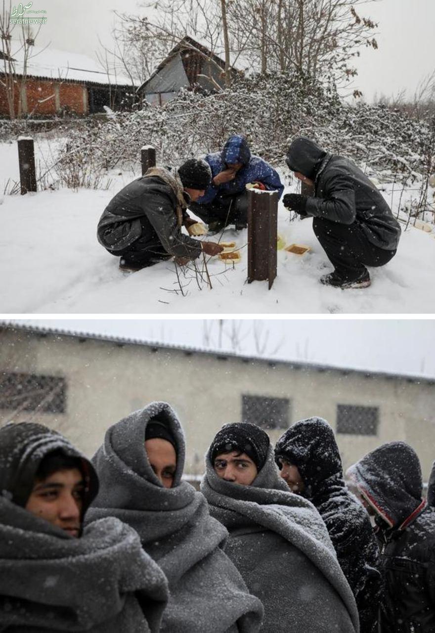 تصویری از رنج پناهجویان در سرمای اروپا تصویری از رنج پناهجویان در سرمای اروپا