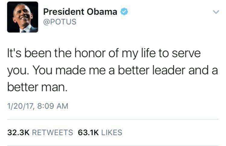 عکس/ آخرين توييت اوباما در مقام رييس‌جمهور آمريكا