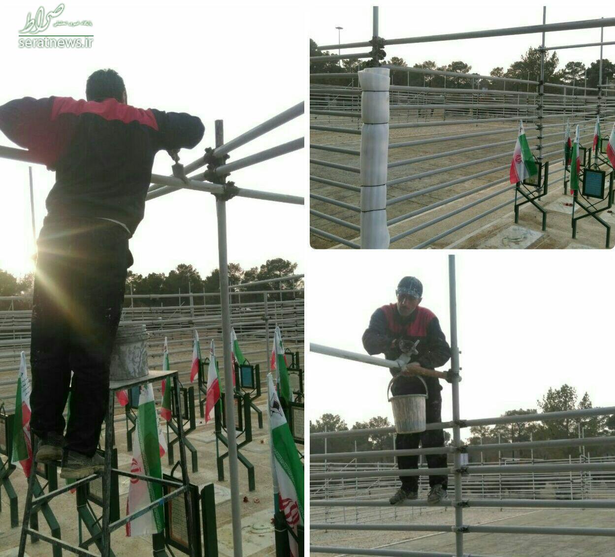 عکس/ آماده سازی مزار شهدای آتش‌نشانی