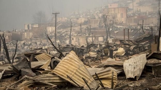 تخریب یک شهر در آتش‌سوزی‌های شیلی +عکس