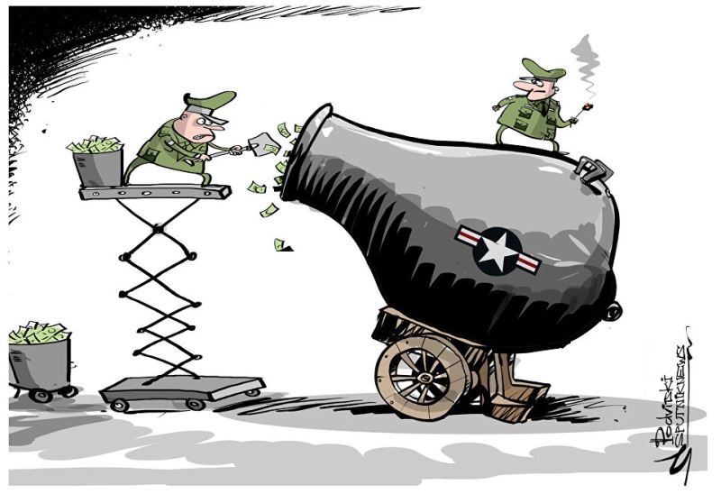 کاریکاتور/ بودجه دفاعی 600 میلیارد دلاری آمریکا!