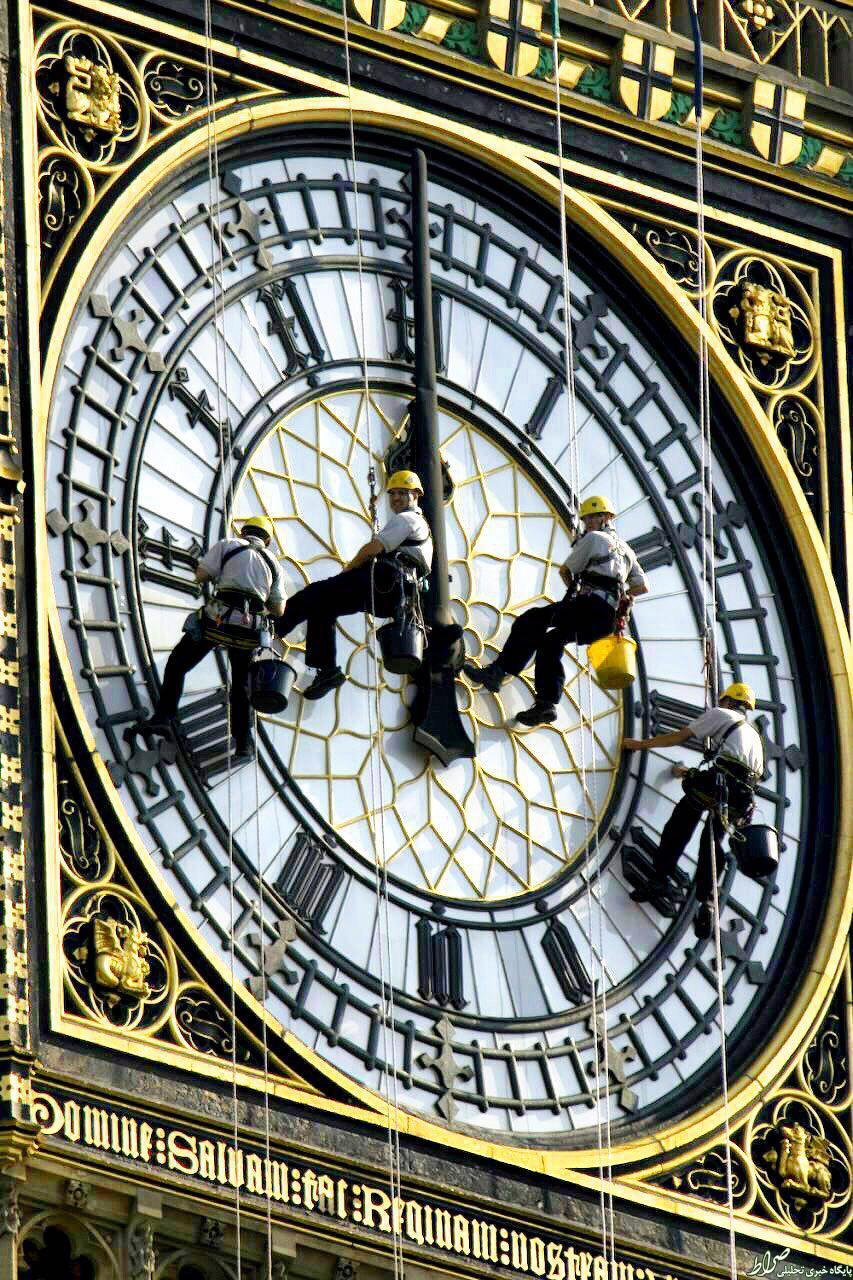 عکس/ نظافت ساعت بیگ بن در لندن