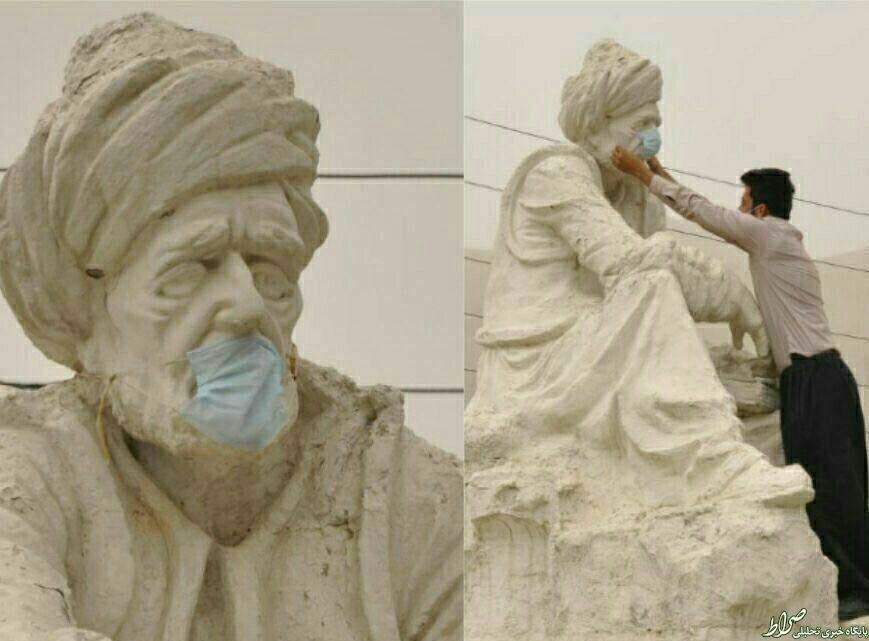 عکس/ اعتراض یک پاوەای به وضعیت گردوخاک