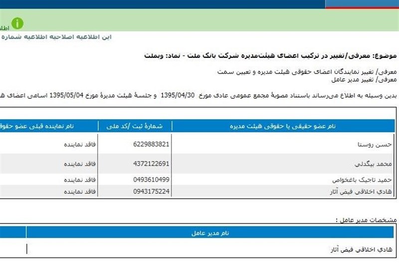 نام رستگار از هیات مدیره خط خورد نام رستگار از هیات مدیره خط خورد