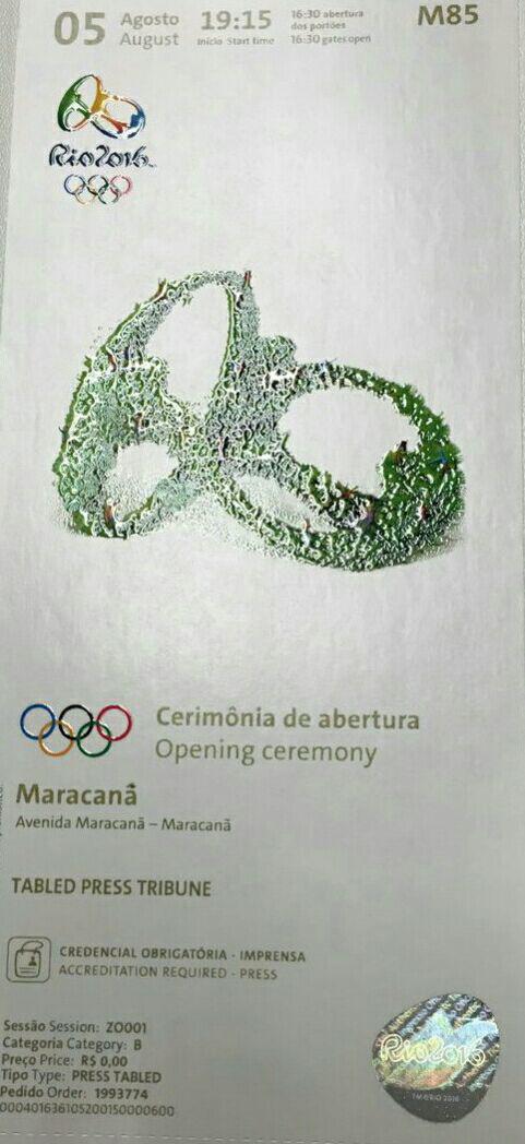 عکس/ بليت افتتاحيه المپيک ۲۰۱۶