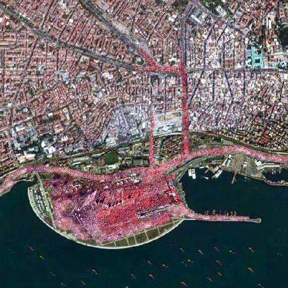 عکس ماهواره‌ای از تجمع دیروز در استانبول