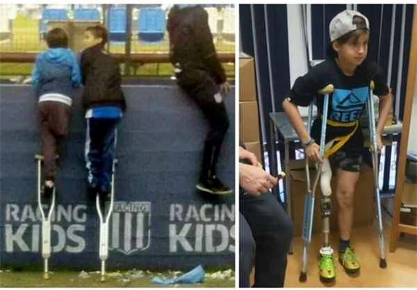 نوجوان معلول عصای خود را سکوی دوستش کرد+عکس