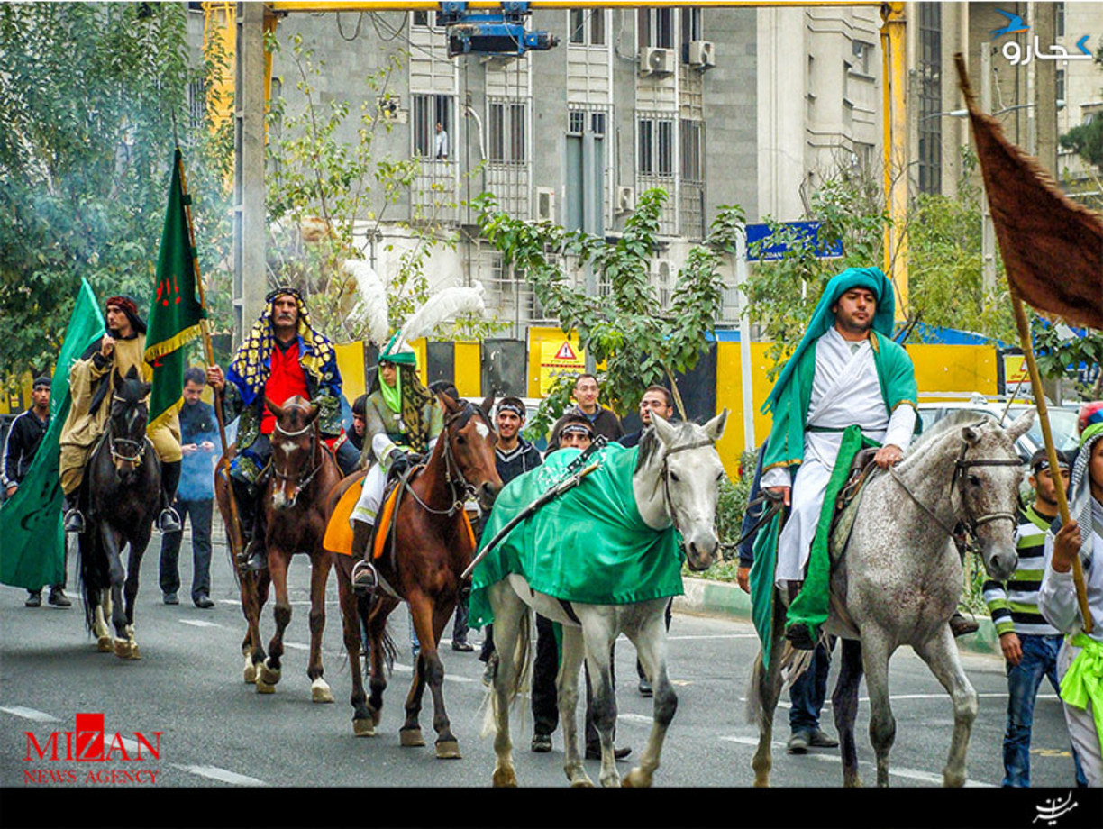 تصاویر/حرکت کاروان حسینی در خیابان های پایتخت