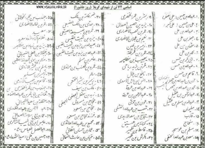 عکس/ اسامی شهدای کربلا