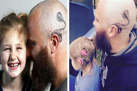 عکس/ خالکوبی جالب پدر به خاطر دختر