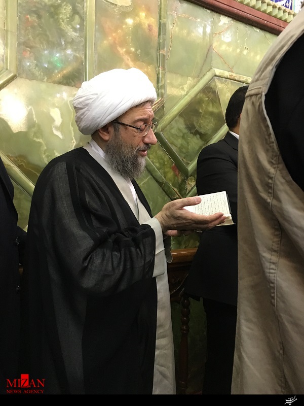 تصاویر/ رئیس قوه قضائیه در حرم امام علی(ع)