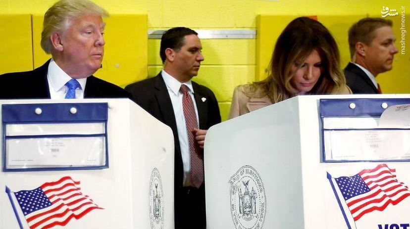 عکس/ترامپ و همسرش پای صندوق رأی