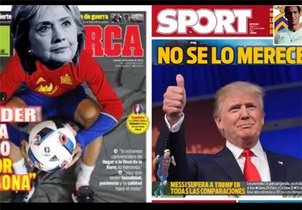 شوخی‌ ورزشی اسپانیایی با ترامپ و کلینتون+عکس