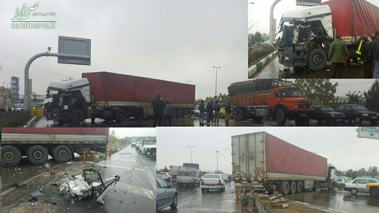 عکس/ پراید بعد از تصادف با 18 چرخ