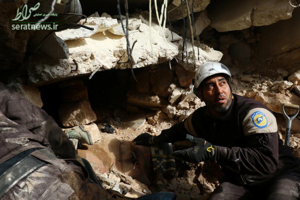 عکس/جستجوی بازماندگان زیر آوار در ادلب