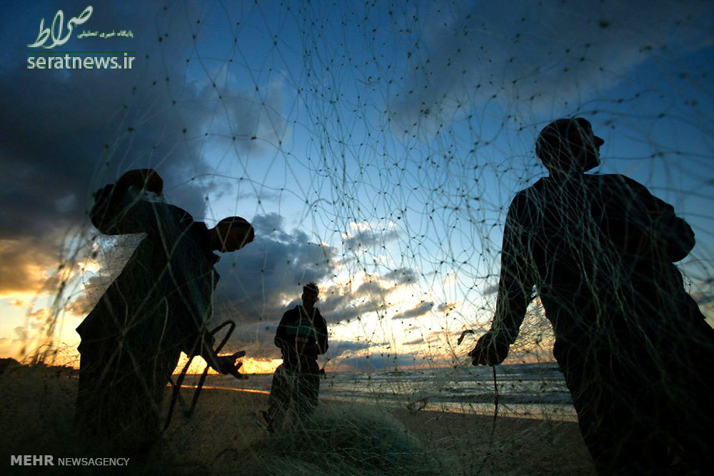 عکس/ماهیگیران فلسطینی در ساحل غزه